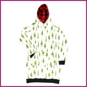 Oversized Hoodie Sweater Dress, 80% Cotton 20% Polyester, Knee-Length Sleepwear